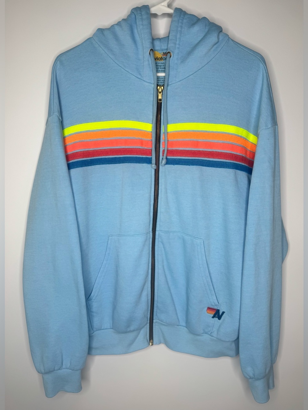Aviator Nation 5 Stripe Zip Up Hoodie